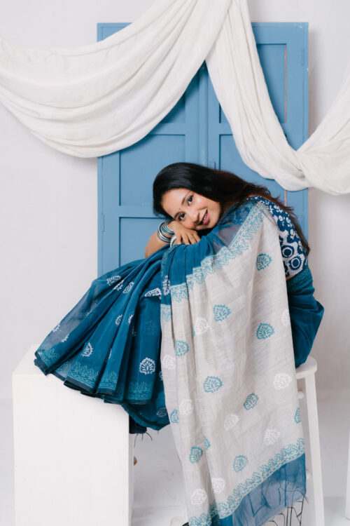 premium-blue-endi-cotton-hand-made-saree-neelrupa premium-blue-endi-cotton-hand-made-saree-neelrupa