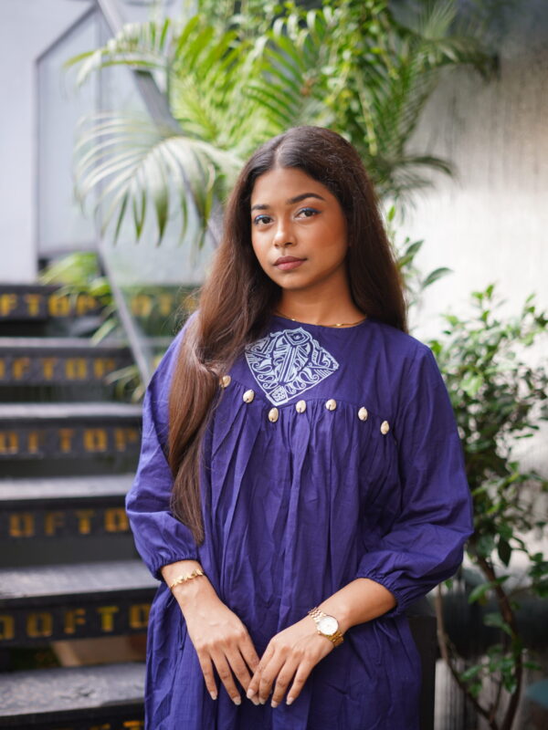 premium-hand-blocked-deep-blue-womens-kurti