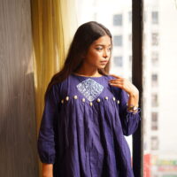 premium-hand-blocked-deep-blue-womens-kurti