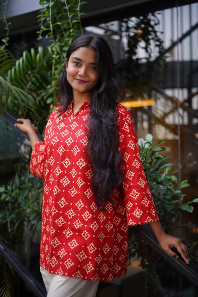 premium-hand-blocked-bright-red-womens-kurti