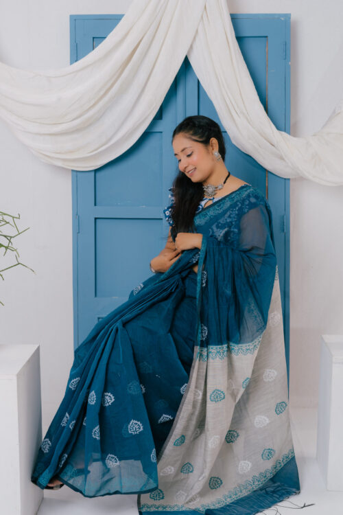 premium-blue-endi-cotton-hand-made-saree-neelrupa premium-blue-endi-cotton-hand-made-saree-neelrupa