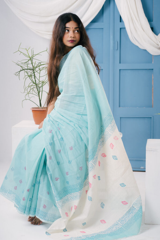premium-blue-endi-cotton-hand-blocked-saree-megh