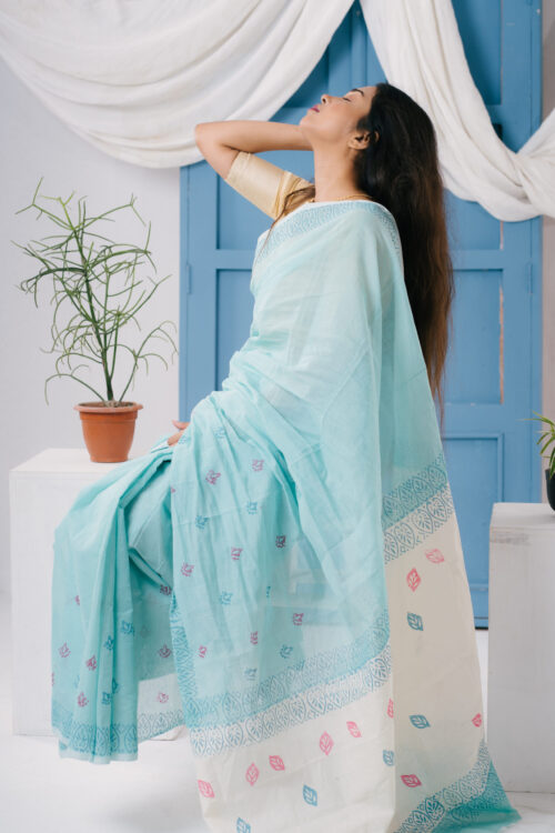premium-blue-endi-cotton-hand-blocked-saree-megh