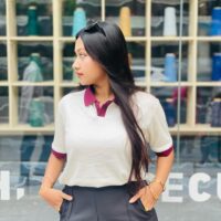 Classic White Polo (Burgundy Collar)