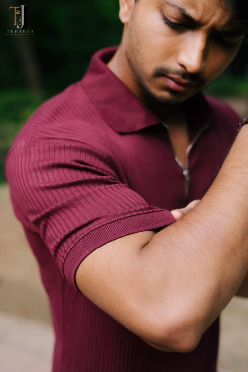 552658812_122147799044859992_5177398084949421389_n Premium Maroon Zipper Polo