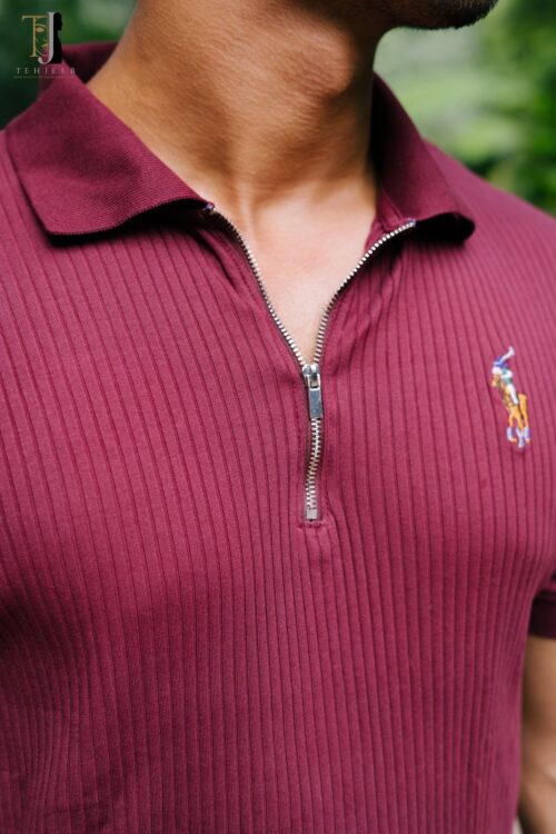 552668755_122147799074859992_6917852704384274134_n Premium Maroon Zipper Polo