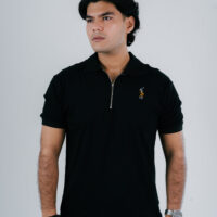 BHM00107 Premium Black Zipper Polo