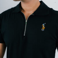 BHM00108 Premium Black Zipper Polo