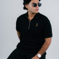 BHM00112 Premium Black Zipper Polo