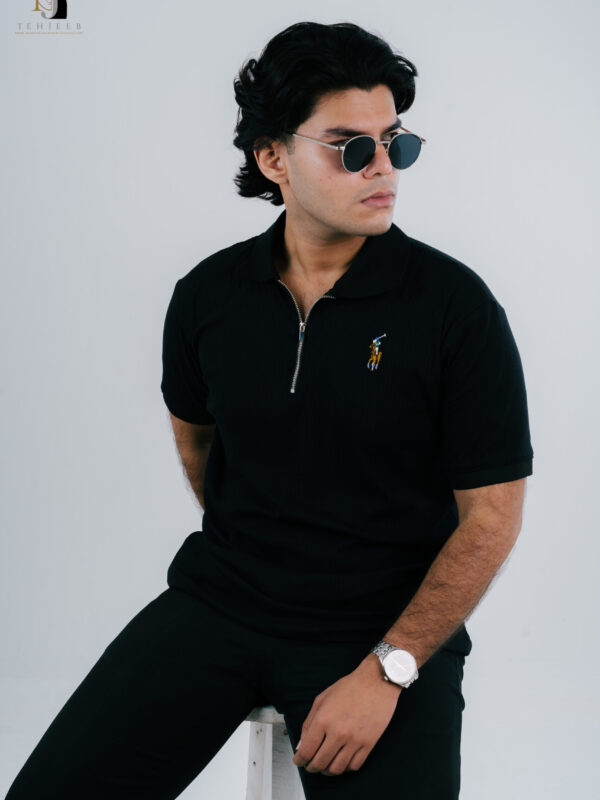 Premium Black Zipper Polo
