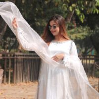 Korean Silk Three Piece White