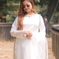 Korean Silk Three Piece White