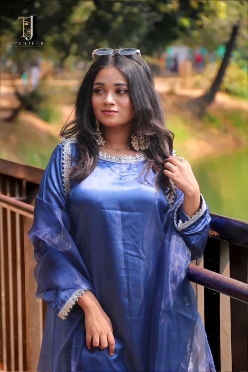 Korean Silk Three Piece Royal Blue