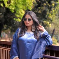 Korean Silk Three Piece Royal Blue