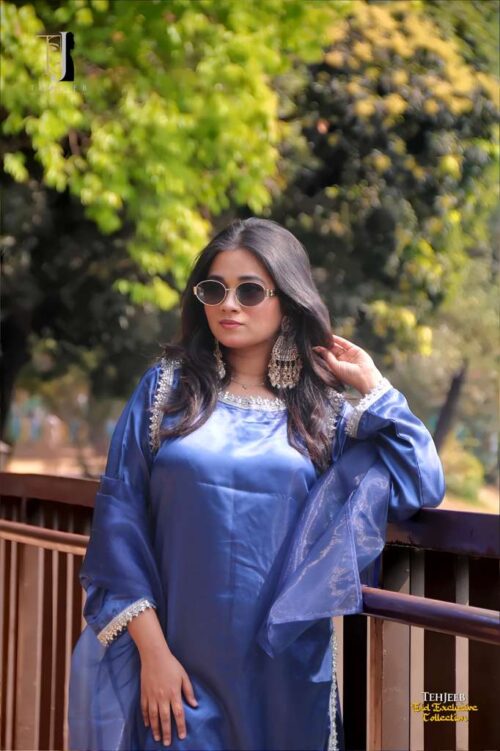 Korean Silk Three Piece Royal Blue