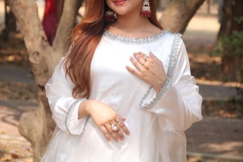 Korean Silk Three Piece White