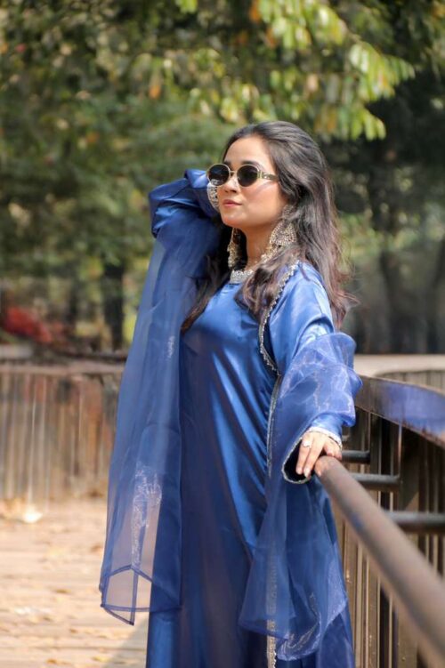 Korean Silk Three Piece Royal Blue