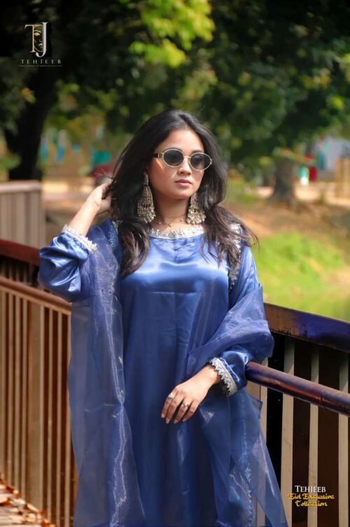 Korean Silk Three Piece Royal Blue