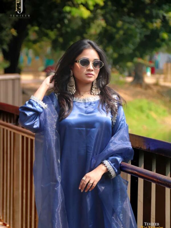 Korean Silk Three Piece Royal Blue