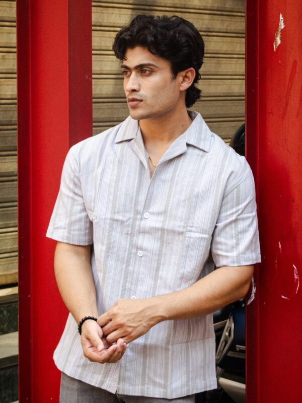 White & Grey Cuban Breeze Shirt
