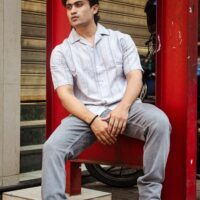 White & Grey Cuban Breeze Shirt