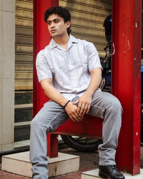 White & Grey Cuban Breeze Shirt
