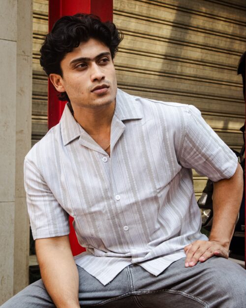 White & Grey Cuban Breeze Shirt